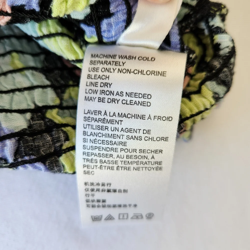 Free People Ariana Floral Colorful Printed Crop Top Blouse Long Sleeves Medium - Picture 12 of 15